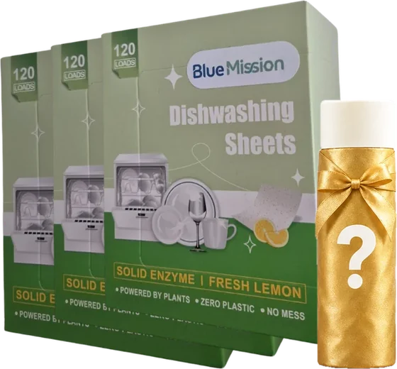 3 кутии BlueMission кърпички за съдомиялна + подарък перли